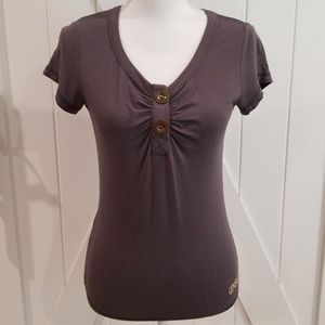 Dolce and Gabbana Gray T-shirt with Gold Accents